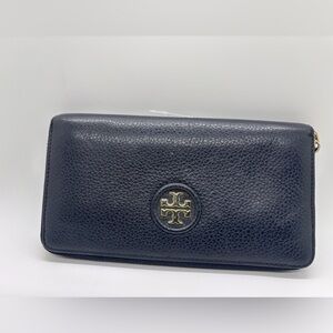 Tory Burch Black Pebbled Leather Wallet